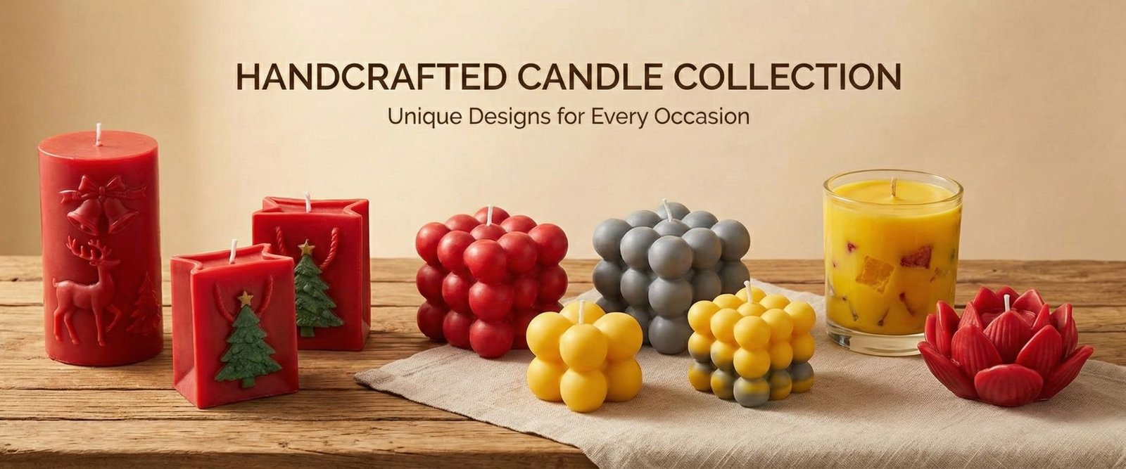 Aesthetic white bubble pillar candle by Fire & Fern Candela for home styling.