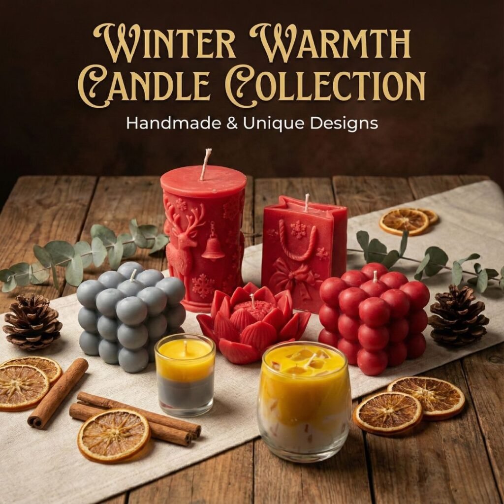 Aesthetic handcrafted premium candles by Fire & Fern Candela for home décor.